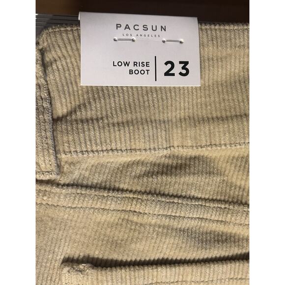 PacSun Corduroy Pants Women's 23 Tan High-Waisted Low Rise Bootcut Double-Button - Picture 8 of 9